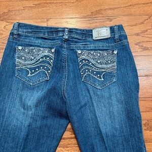 Grace Indigo Boot Cut Jeans with Intricate Pocket Design